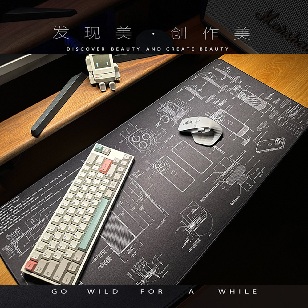 鼠标垫适用于苹果iphone15pro设计稿拆解图游戏超大加厚办公桌垫