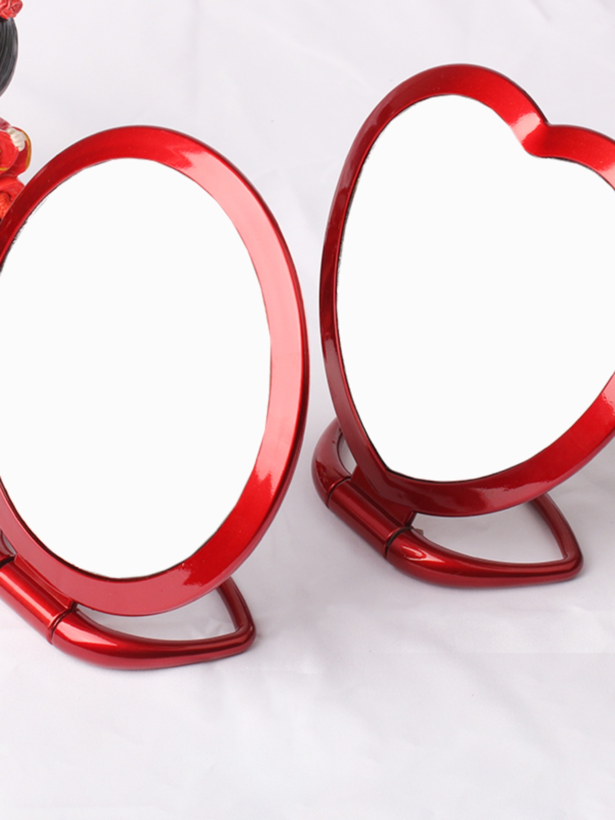 新娘红色结婚镜子婚庆用品嫁妆陪嫁欧式台式双面化妆镜结婚道具