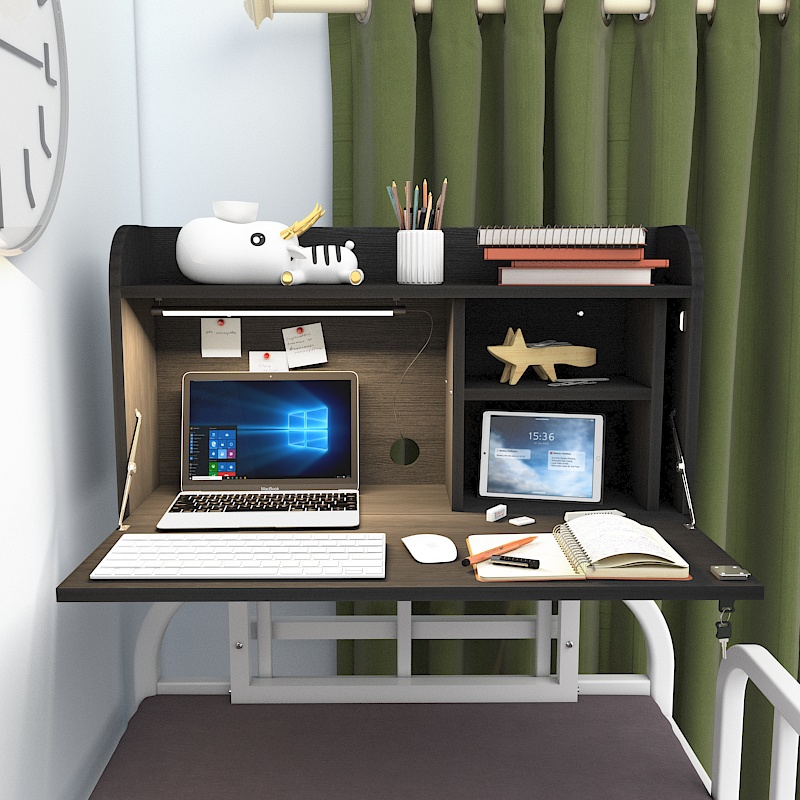 床上电脑桌大学生宿舍神器寝室床头桌上下铺懒人可折叠悬空小书桌
