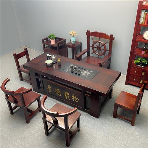 厂家景悟 老船木茶桌椅组合功夫茶台实木茶几茶具套装一体办公室