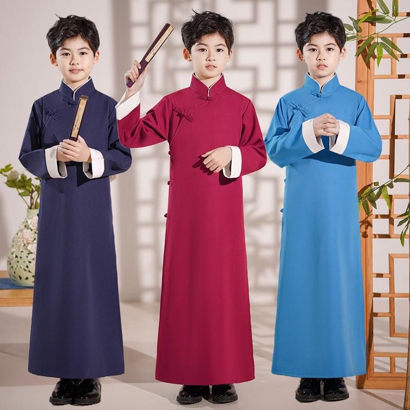 六一儿童表演服装相声大褂中国风说书人民国长衫马褂男童61演出服