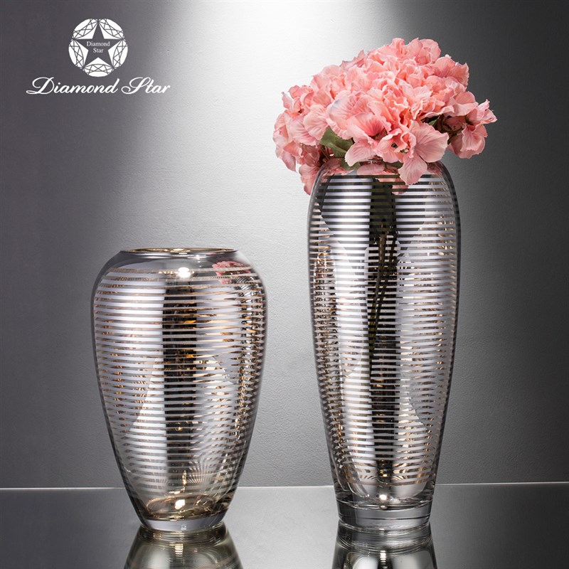 新品创意电镀玻璃花瓶水培欧式现代家居客厅工艺品美式艺术摆件花