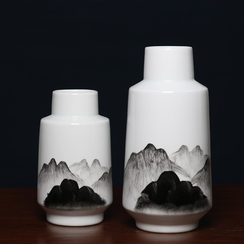 新中式山峰陶瓷罐摆件样板房客厅茶几卧室软装饰品桌面玄关工艺品