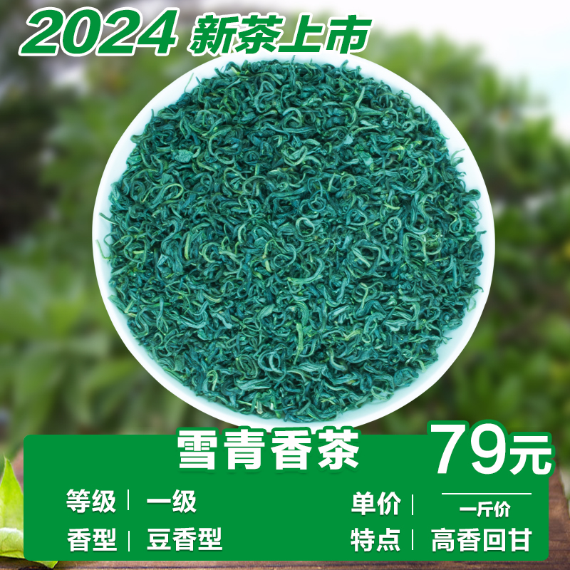 绿茶2024年新茶特级高山雪青香茶高香浓郁耐泡农家茶 袋装500克