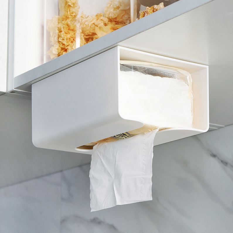 厨房粘贴式壁挂橱柜门吊顶纸巾盒卫生间免打孔墙上抽纸盒餐巾纸架