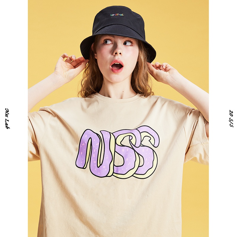 NSS LAB 2020 S/S 原创国潮潮牌甜甜圈趣味印花短袖T恤情侣款bf风