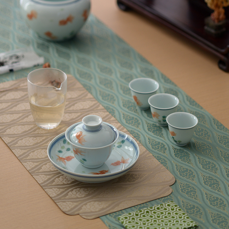 谈得来茶事新中式织锦云中如意长茶席禅意布艺桌旗茶桌布茶垫餐垫