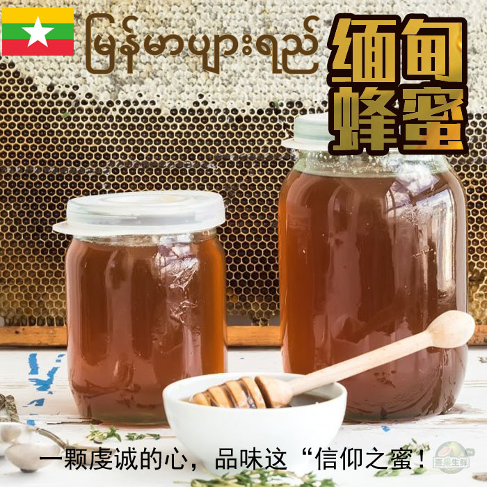 缅甸原生蜂巢蜜1kg 纯正西西果枣花蜜真天然土蜂蜜进口农家百花蜜