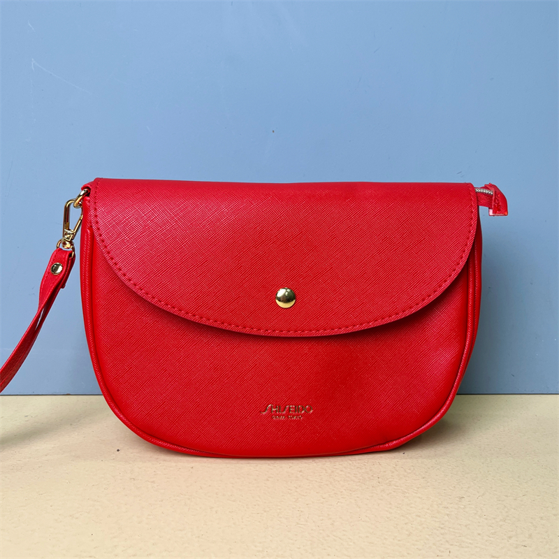 资生堂化妆包专柜赠品红色半圆便携高级感大容量手拿包可手提新款
