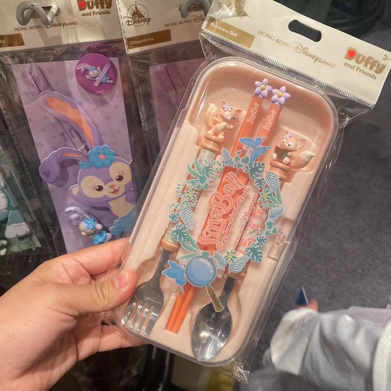 香港迪士尼乐园代购 玲娜贝儿儿童筷子可爱卡通动漫套装餐具 便携