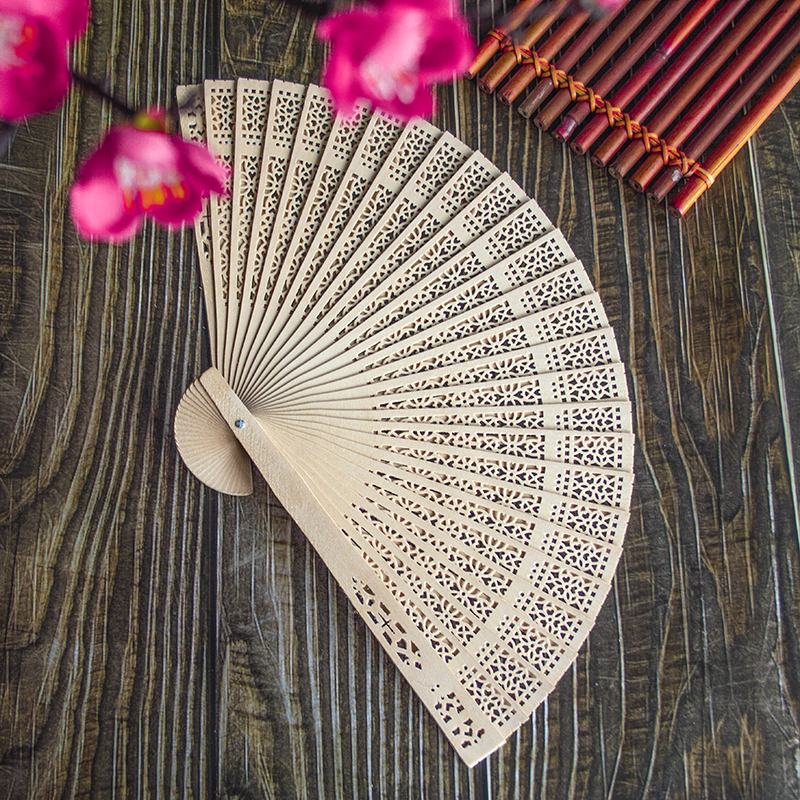 中国风古典手工香木扇子檀木扇折扇镂空苏扇古风折叠日式女扇