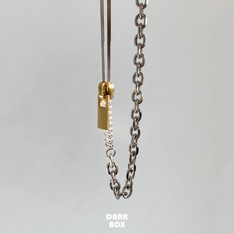 阿黑DARKBOX小众设计透明锆石线条拉链项链女ins嘻哈辣妹配饰颈链