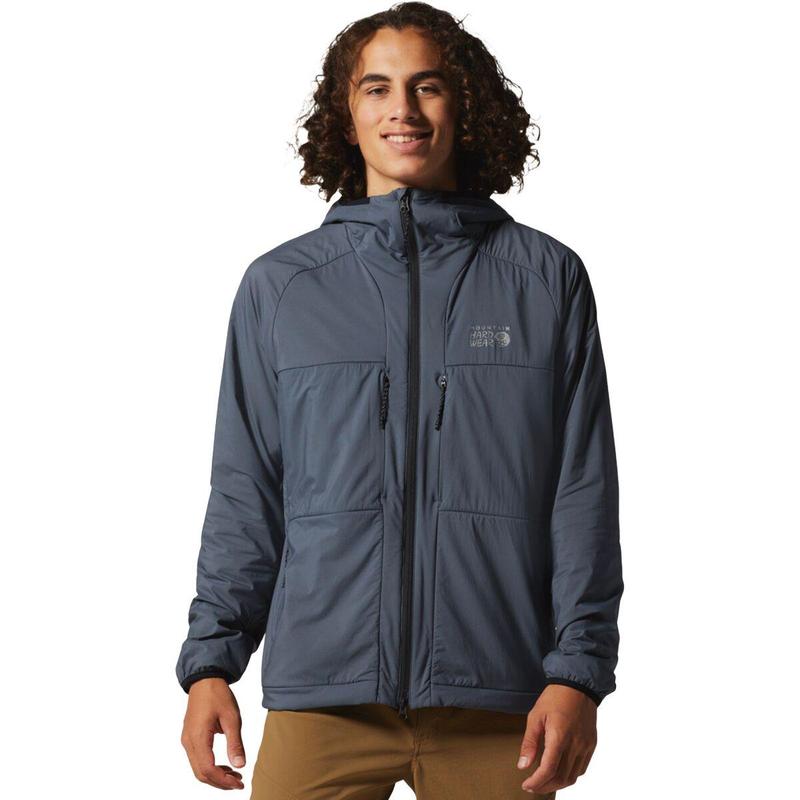 美国代购Mountain Hardwear灰蓝色冲锋衣保暖男士户外休闲衣夹克