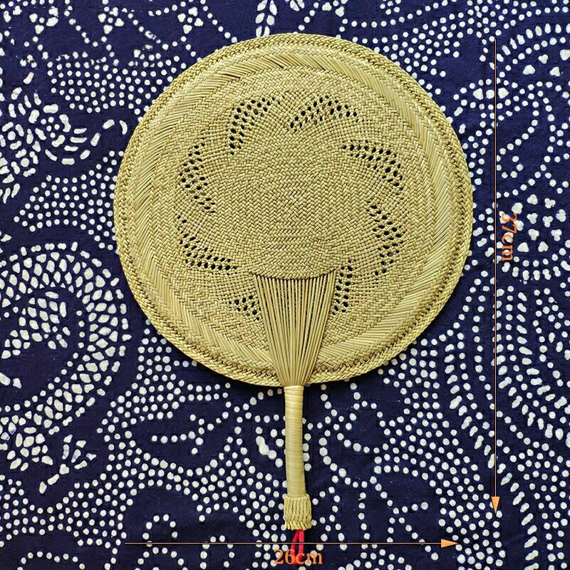 急速发货夏季中国风古典手工编织扇子驱蚊芭蕉麦秸草编儿童随身老
