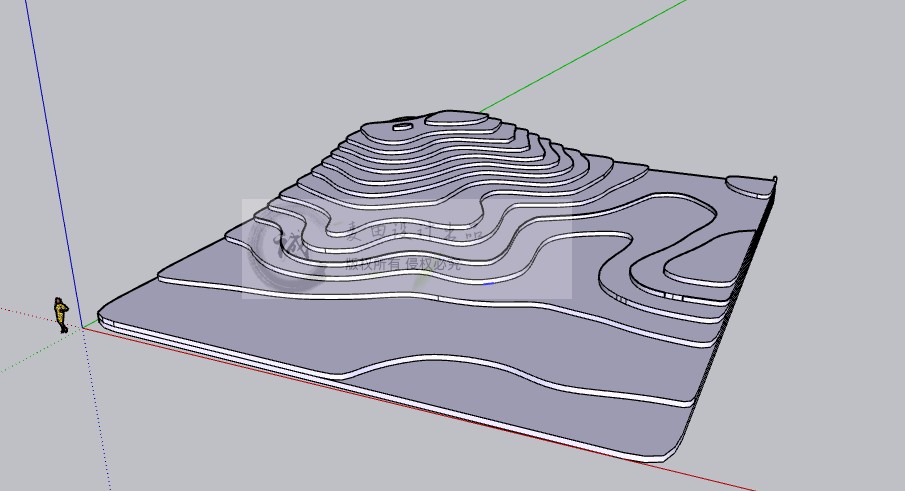 SU地形模型三维台地阶梯田SKP OBJ 3DM格式真实山体等高线高程点