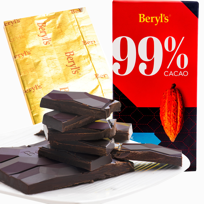 倍乐思99%黑巧克力0蔗糖可可脂排块进口休闲零食品情人节礼物90g