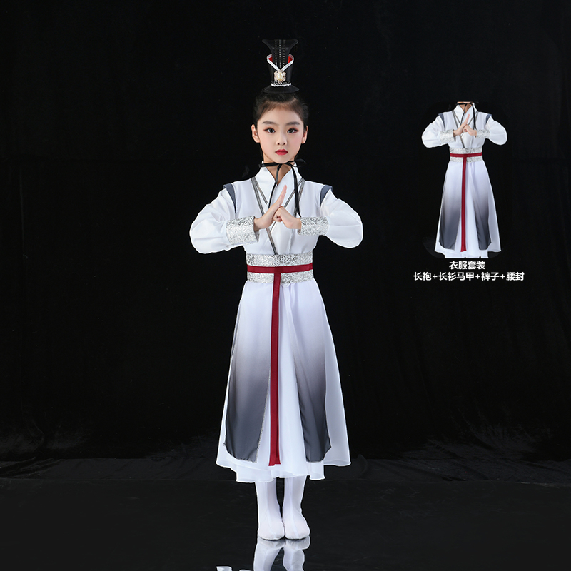 新品国学服装儿童汉服男童中国风壮志少年行舞蹈演出服学生朗诵表