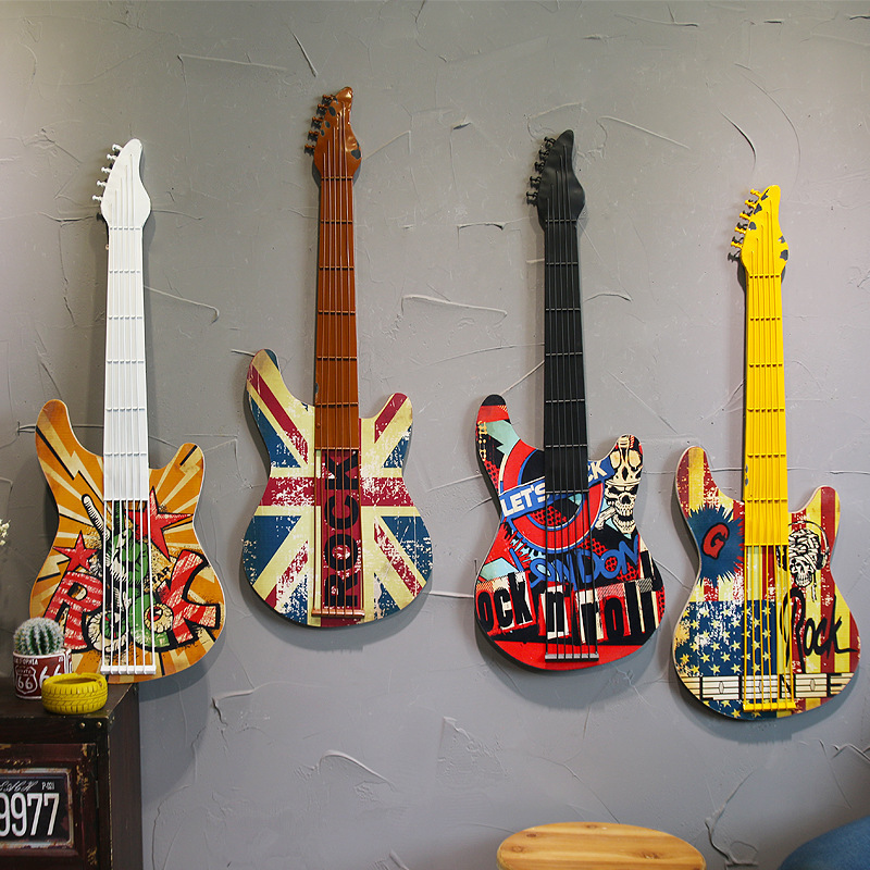 复古铁艺吉他装饰壁挂创意家居房间酒吧餐厅乐器模型挂件墙上装饰