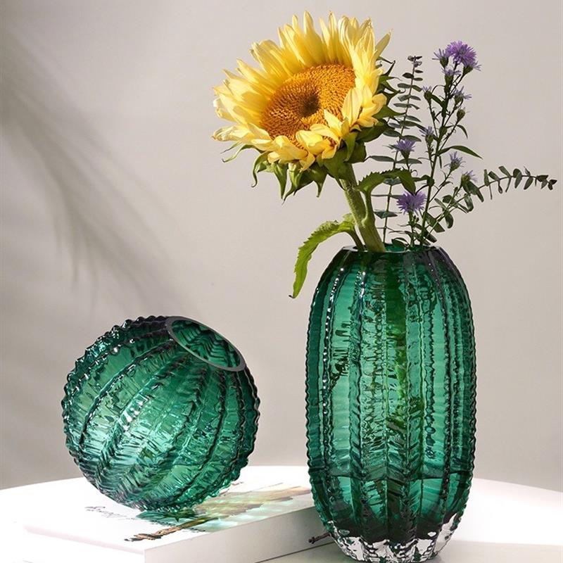 现代轻奢创意插花绿植仙人掌玻璃花瓶网红高颜值客厅鲜花艺术摆件
