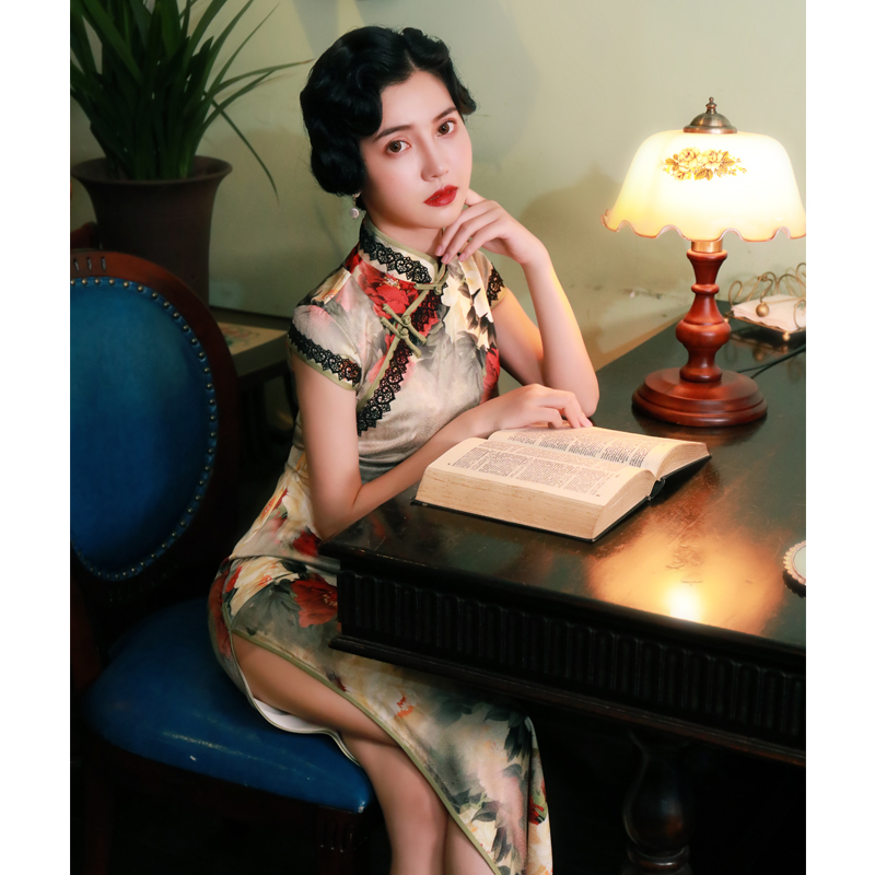 老上海旗袍2024年春季新款年轻女人味气质名媛复古民国风中式长款