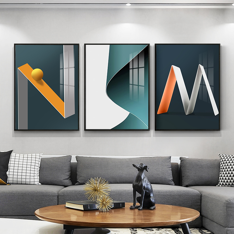 极速抽象字母现代简约客厅装饰画餐厅壁画创意艺术沙发背景墙三联