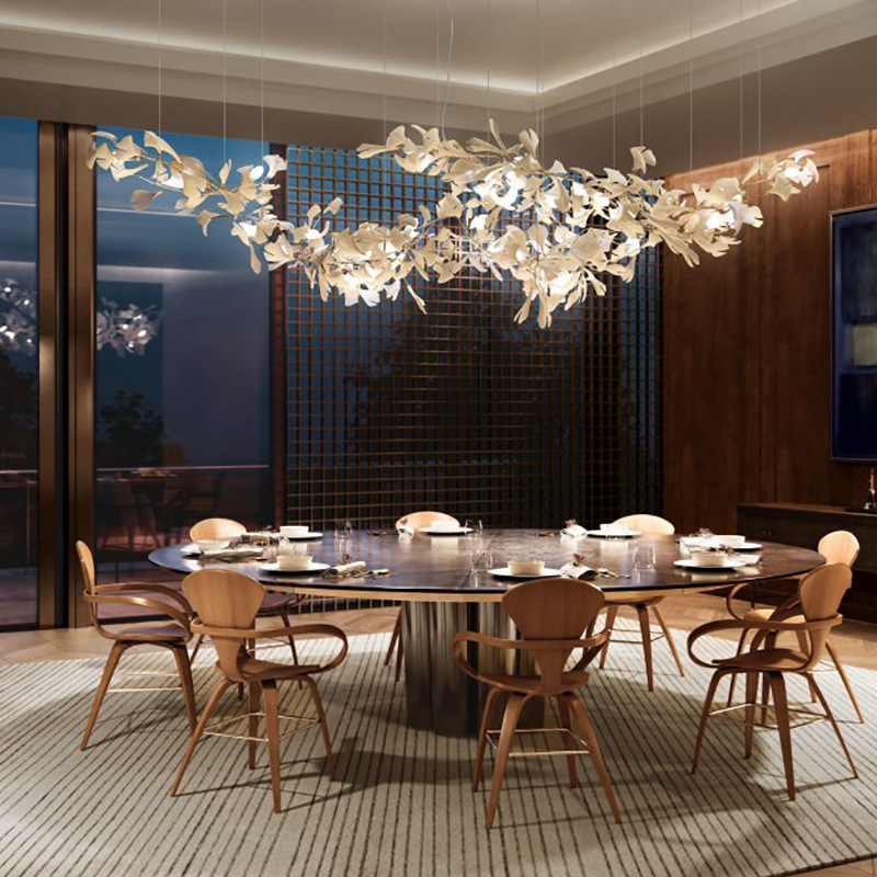 陶瓷银杏树枝树叶客厅餐厅楼梯后现代大堂枝型设计师创意艺术吊灯