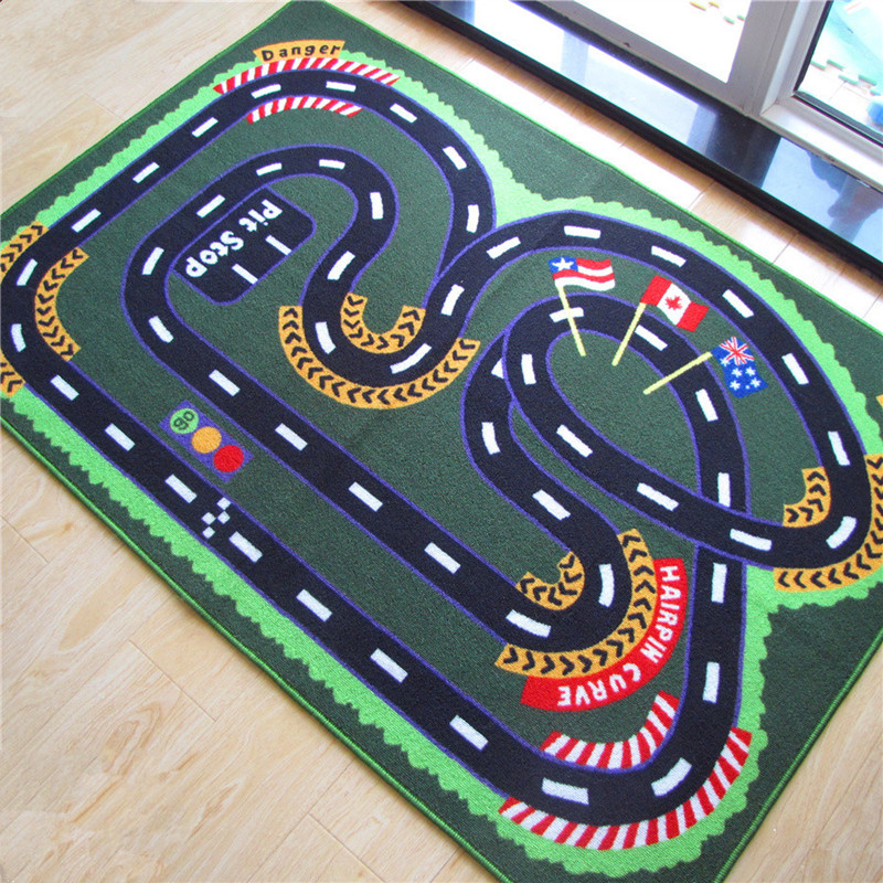 儿童卡通地毯车道马路跑道交通地垫玩具赛道火车轨道汽车游戏垫子