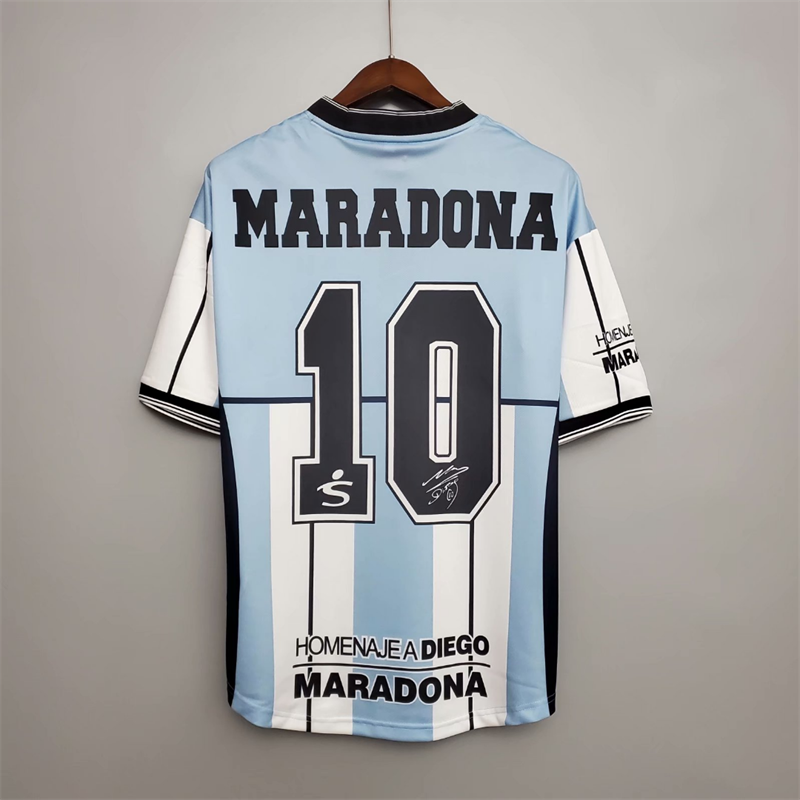 复刻版2001年马拉多纳告别赛纪念复古老款球衣10号马拉多纳足球服