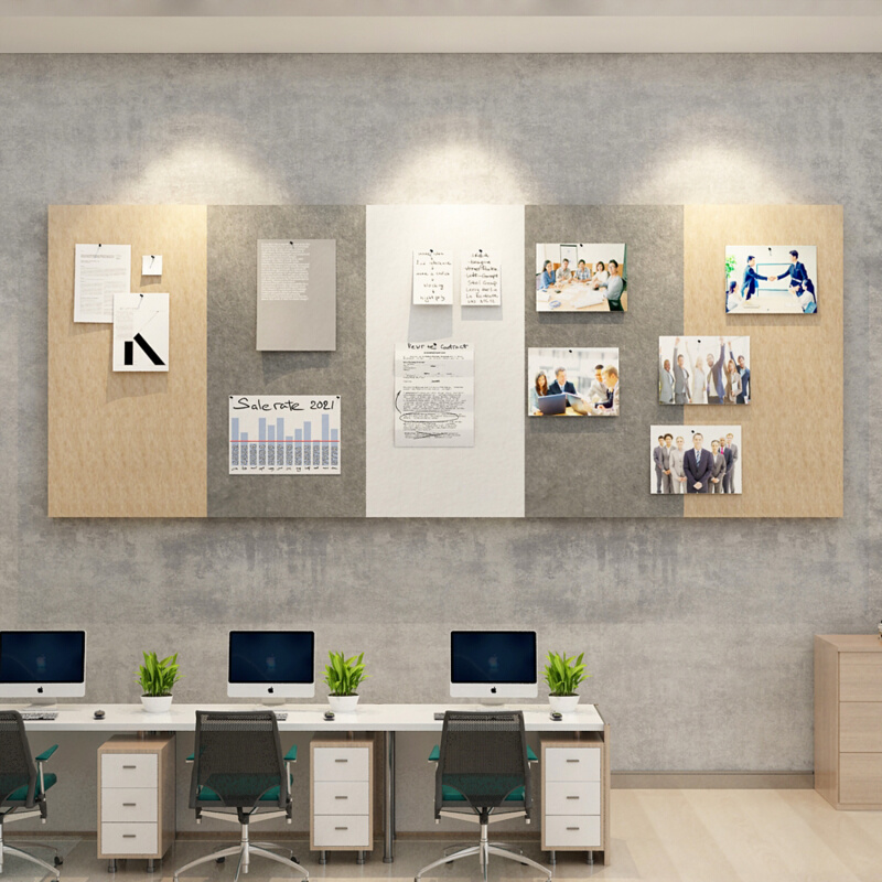 毛毡公告栏办公室墙面装饰企业文化公司背景高级感设计照片展示板
