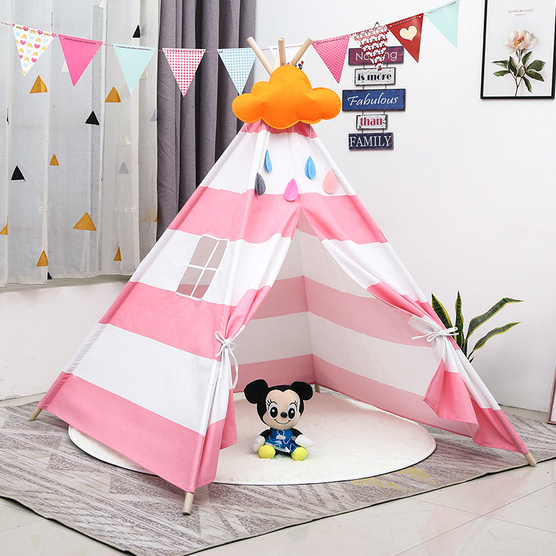 儿童帐篷室内游戏玩具屋印第安野餐帐篷男女孩宝宝小房子分床礼物