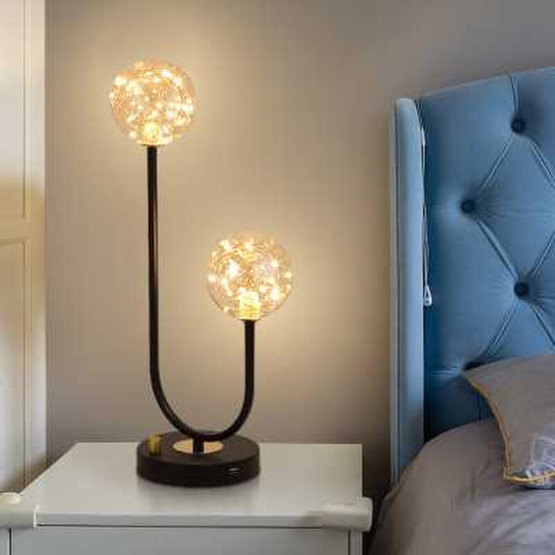 北欧萤火虫卧室床头灯现代简约装饰个性创意书房温馨玻璃调光台灯