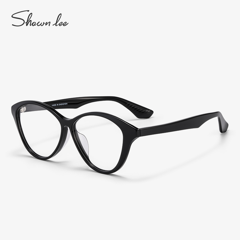 Shawnlee猫眼眼镜近视镜框女复古板材防蓝光黑色显瘦素颜配度数