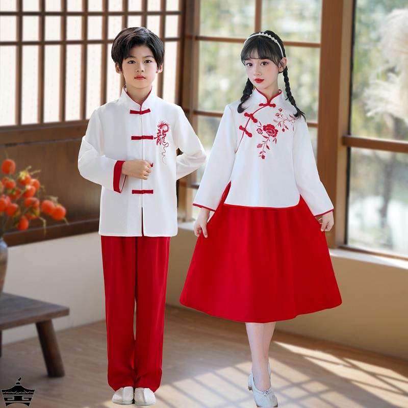 儿童国学汉服中国风小学生五四青年装合唱朗诵运动会毕业照演出服