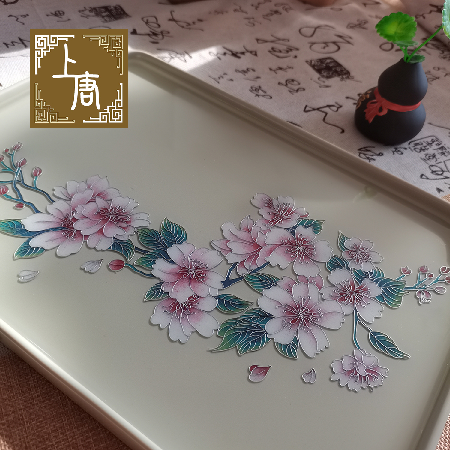 樱漫江南 景泰蓝掐丝珐琅DIY釉料材料包陶瓷茶盘樱花WG240425