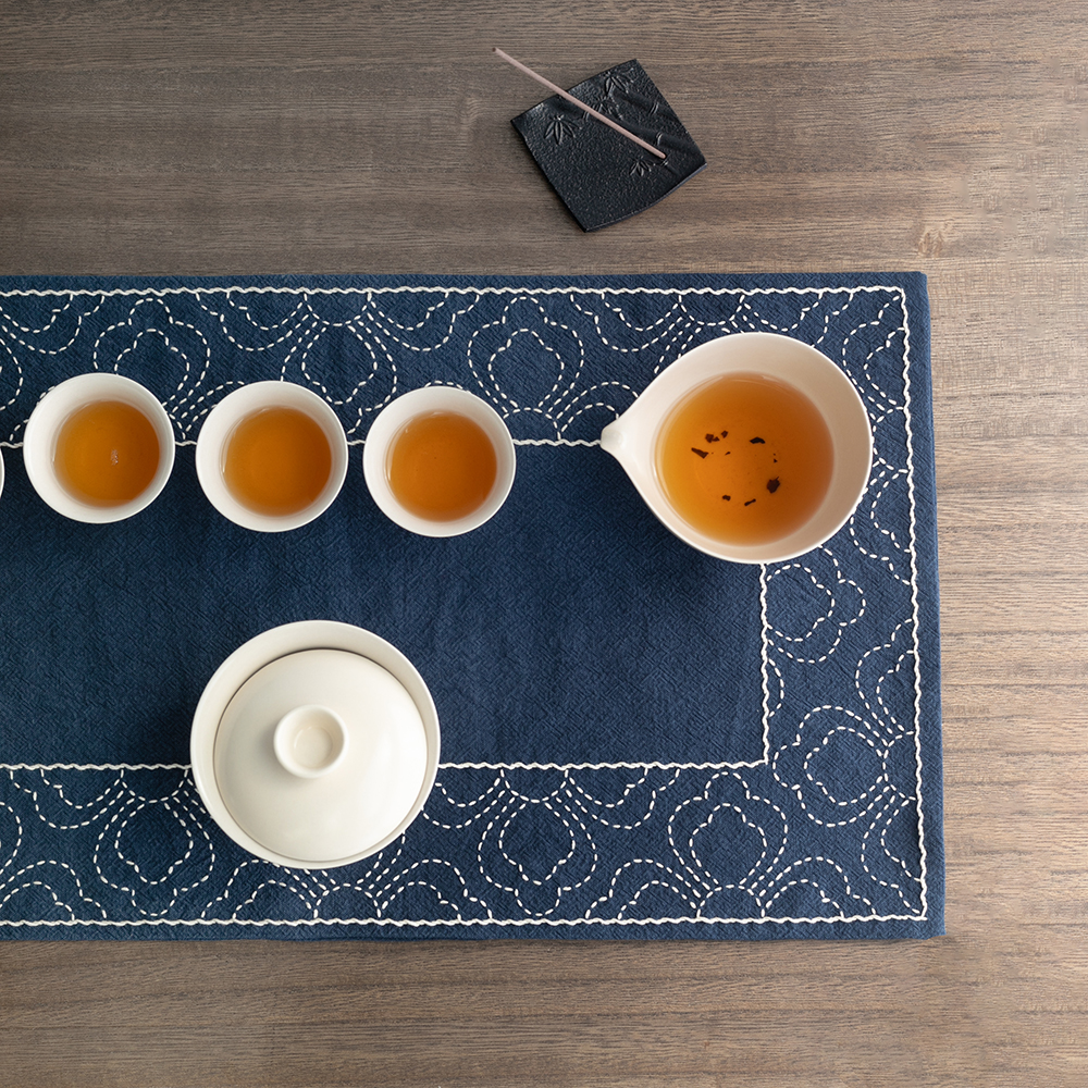 刺子绣茶席材料包 中国传统纹样茶垫花框DIY茶席材料包 手工送礼