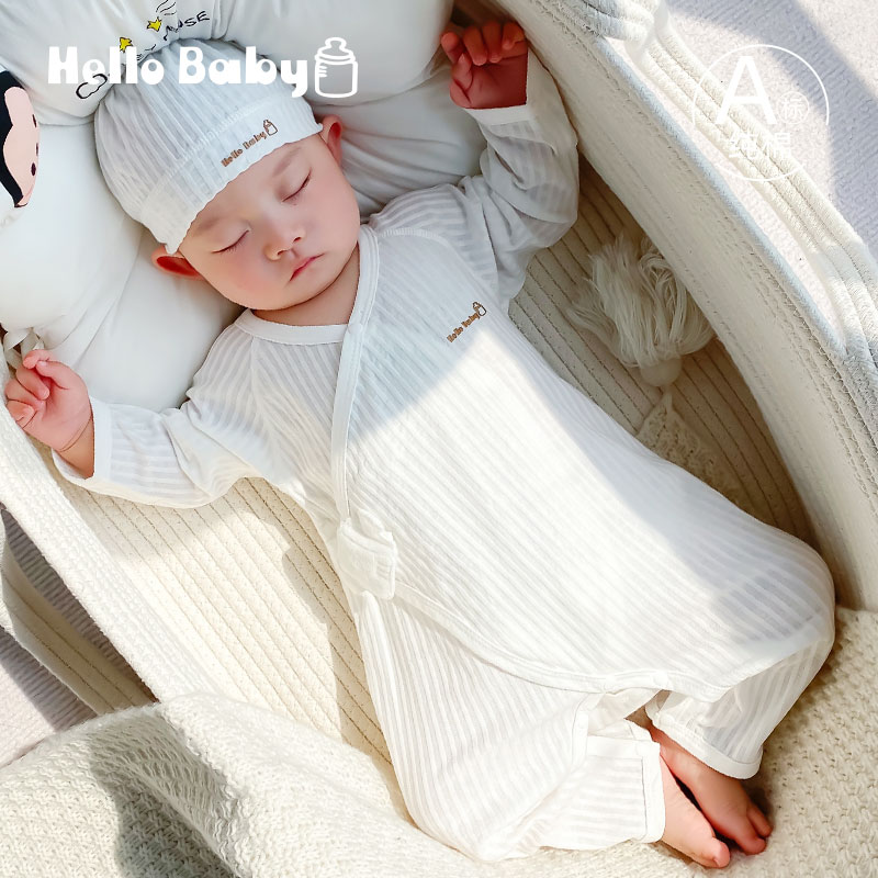 新生的儿连体衣服婴儿夏季薄款和尚服刚出生的宝宝纯棉0-6月3夏装