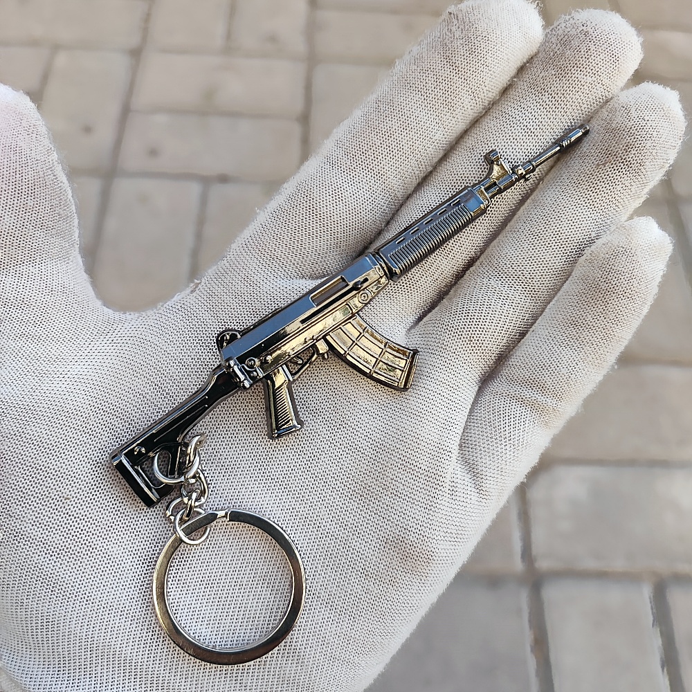 12cm迷你03式突击步枪QBZ兵人武器枪模型锌合金钥匙链扣背包挂件