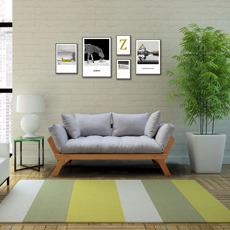 北欧日式沙发床可折叠客厅双人 小户型拆洗实木多功能沙发床1.8米