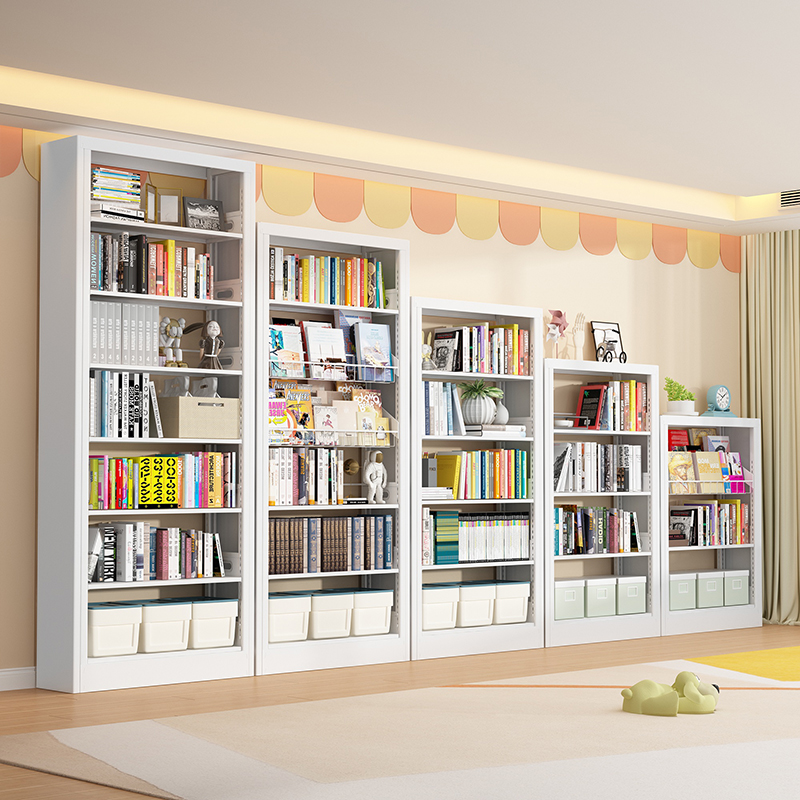 家用图书馆钢制书架落地置物架儿童书柜绘本架客厅简约铁艺储物架
