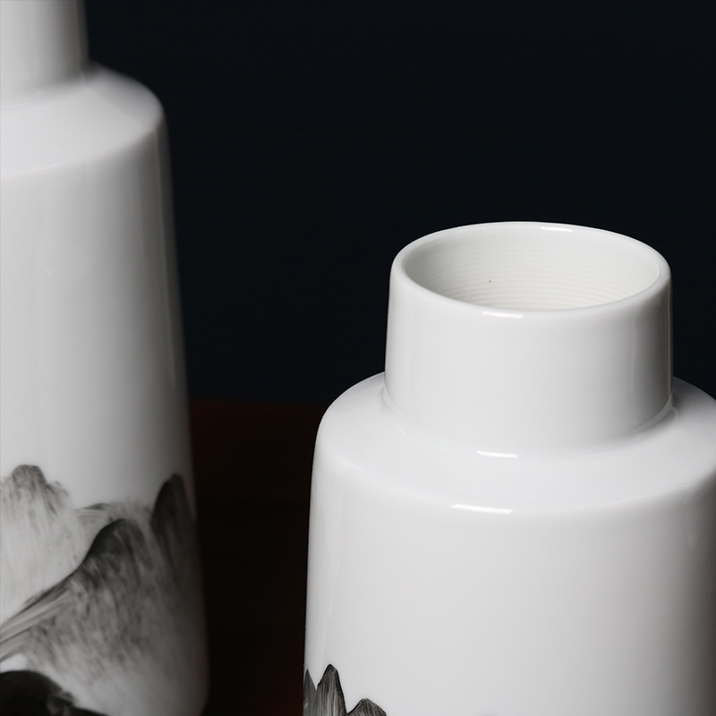 新中式山峰陶瓷罐摆件样板房客厅茶几卧室软装饰品桌面玄关工艺品