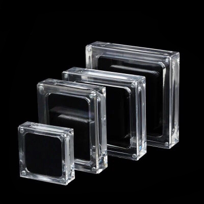 亚克力透明带盖方盒首饰盒裸钻盒黑白双面磁铁收纳盒吊坠盒钻石盒