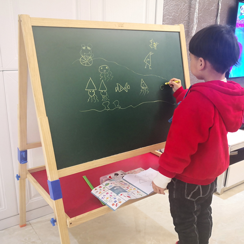 大号儿童书写板双面磁性可升降画板支架式黑板白板小孩家用教学板