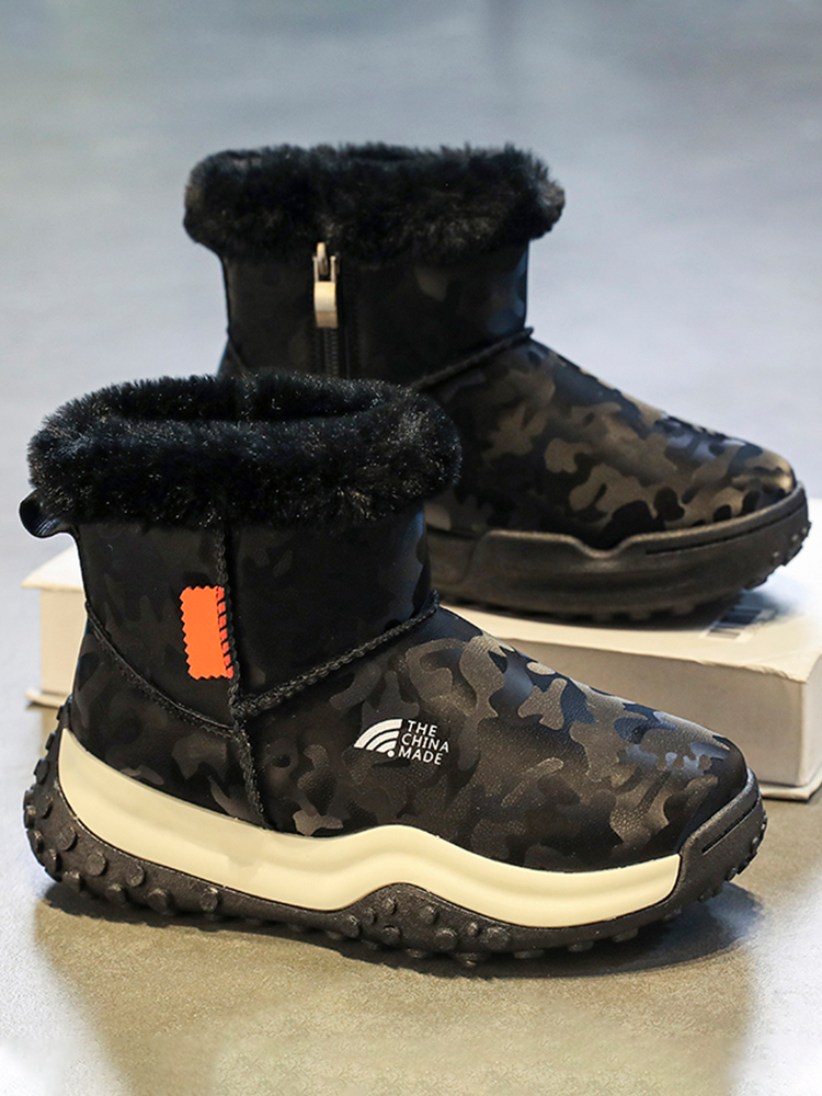 男童雪地靴冬季2023新款加绒加厚儿童靴子防水防滑男孩东北大棉鞋