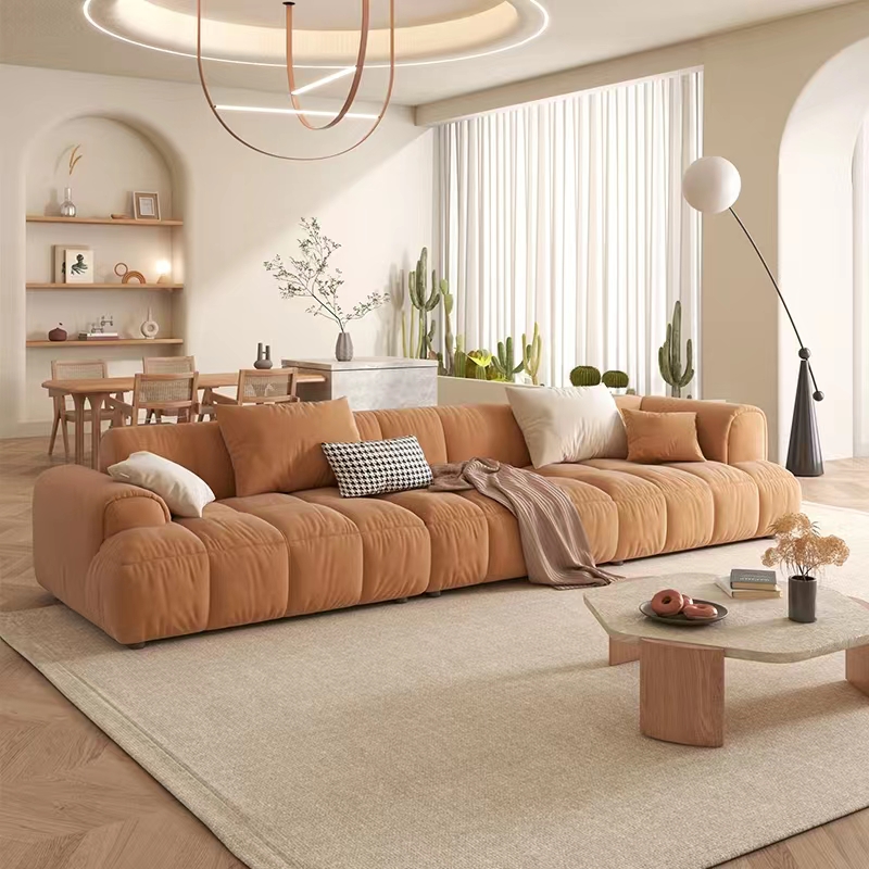 新款侘寂风客厅科技绒布艺三人组合沙发简约现代大小户型懒人沙发