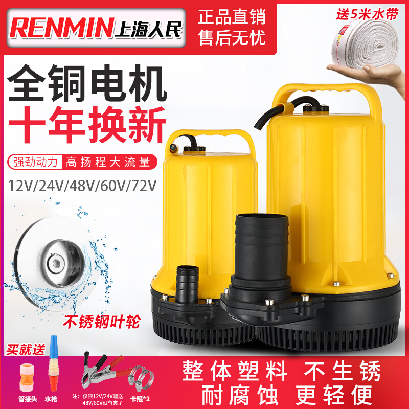 上海人民12V24V48V60V72V直流潜水泵家用农用电动车抽海水耐腐蚀*