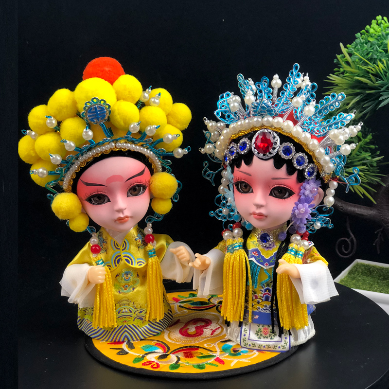 中国风京味娃娃新品绢人戏曲人物摆件礼盒套装出国单位礼品送老外