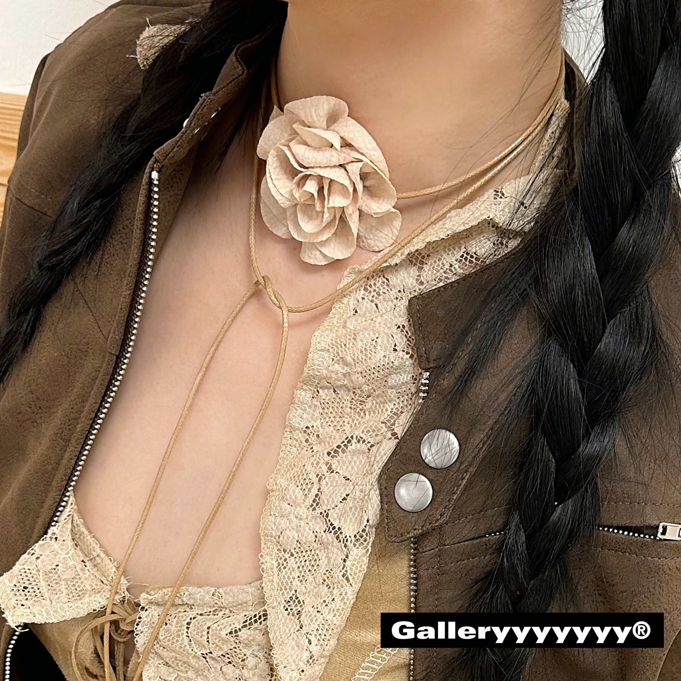 Gallery波西米亚风花朵绑带项链choker复古法式宫廷性感腕饰颈圈
