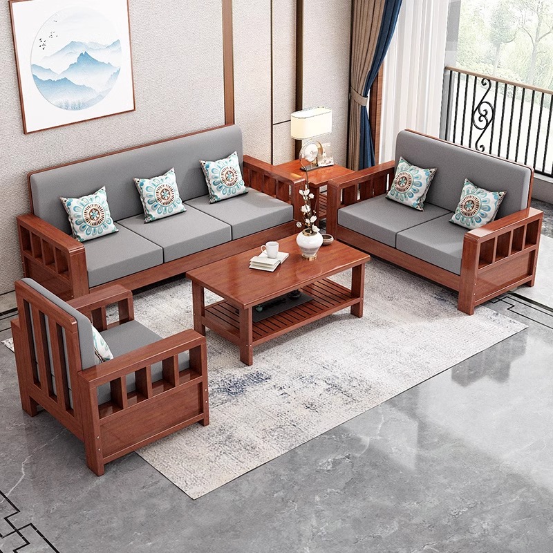 中式实木沙发客厅全实木家具组合套装现代简约小户型冬夏两用沙发