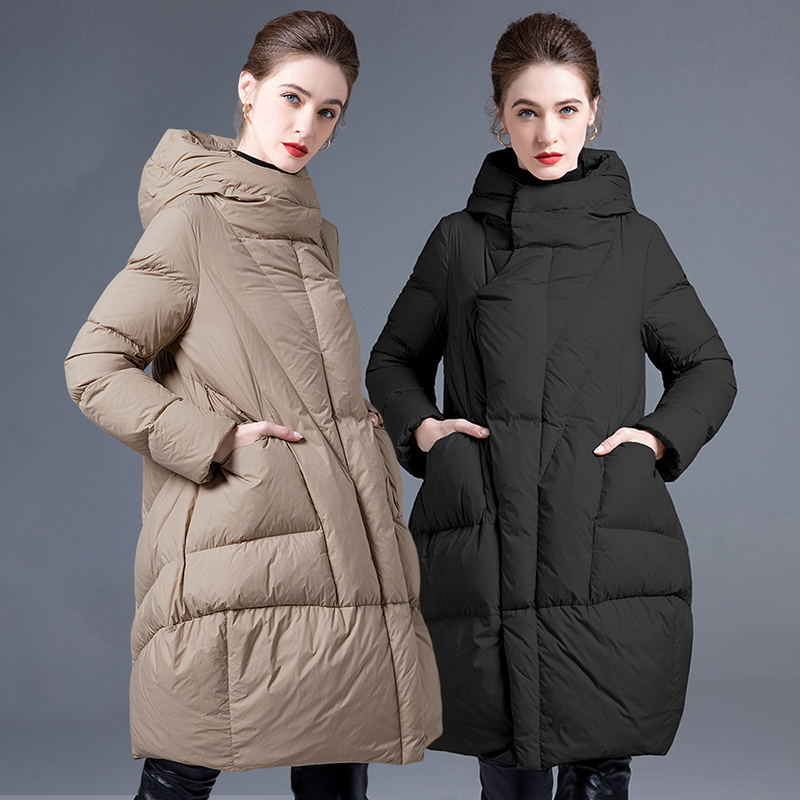 高端国际大牌羽绒服女中长款2023冬季新款大口袋宽松加厚保暖外套