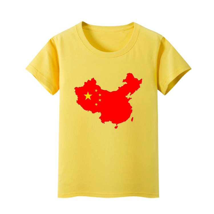 中国地图T恤男女小学生作训服爱国短袖红歌比赛亲子装体恤6幼儿园
